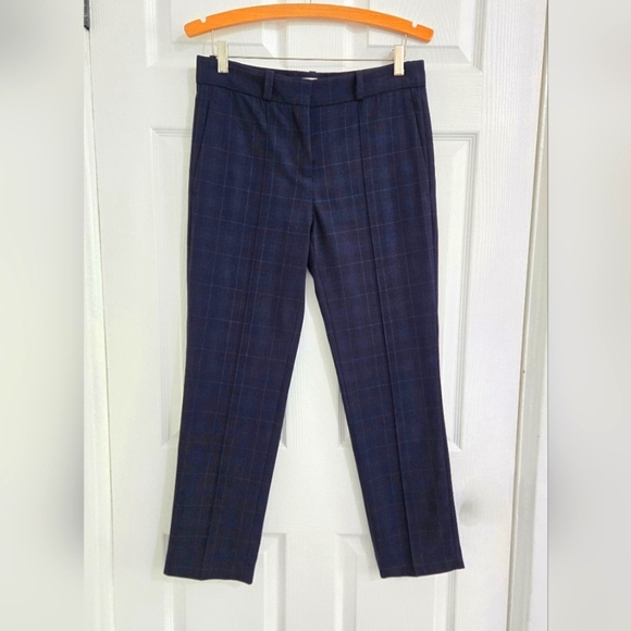 Maje Stylish Trouser Pants Women's Size  38(M) Dark Blue Plaid Straight Leg - Picture 14 of 15